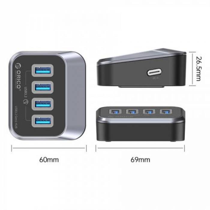 HUB USB Orico M3U3-4A, 4x USB 3.2 gen 1, Black