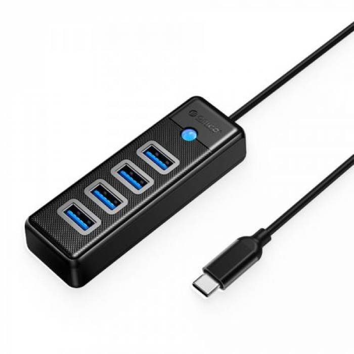 Hub USB Orico PW4U-C3-015, 4x USB-A, Black
