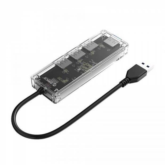 HUB USB Orico TA1U3-4A, 4x USB 3.2 Gen 1, Clear