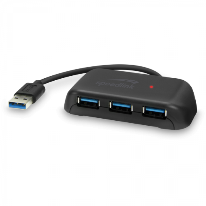 Hub USB Speedlink SL-140109, 3x USB 3.2 Gen 1, 1x USB-C, Black