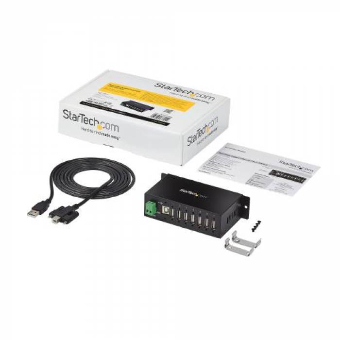 Hub USB Startech Industrial ST7200USBM, 7x USB 2.0, Black