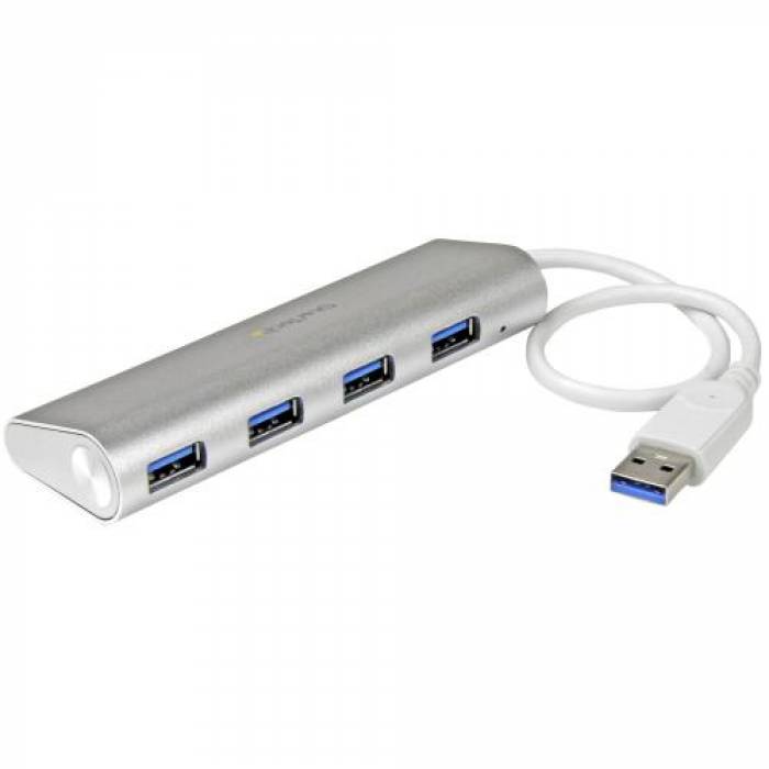 Hub USB Startech ST43004UA, 4x USB 3.2 gen 1, Silver