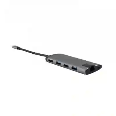 HUB USB Verbatim 49142, USB-C - 3x USB 3.2 gen 1 + 1x HDMI + 1x RJ45 + Card Reader, Grey