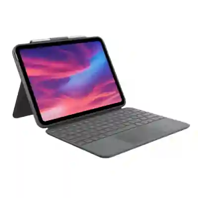 Husa/Stand Logitech Combo Touch cu tastatura pentru iPad 10th gen, Layout UK, Oxford Grey