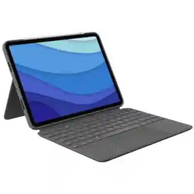 Husa/Stand Logitech Combo Touch cu tastatura pentru iPad Pro 1/2/3th gen de 11inch, Layout UK, Oxford Grey