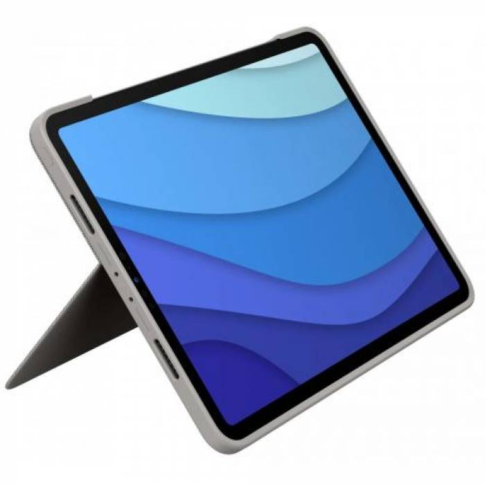 Husa/Stand Logitech Combo Touch cu tastatura pentru iPad Pro 1/2/3th gen de 11inch, Layout UK, Sand