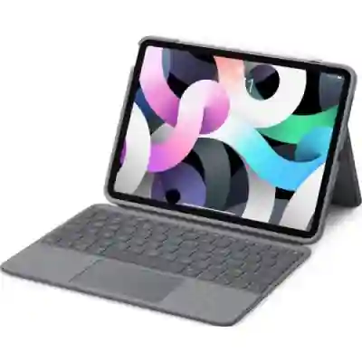 Husa/Stand Logitech Folio Touch cu tastatura pentru tableta iPad Air 4 de 10.9inch, Layout US, Oxford Grey