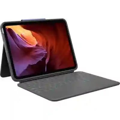 Husa/Stand Logitech Rugged Folio pentru iPad 10th gen, Layout US, Graphite