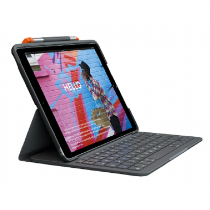 Husa/Stand Logitech SLIM FOLIO pentru iPad 10th gen, Layout UK, Graphite