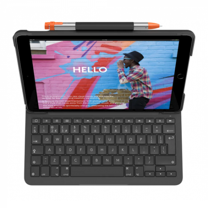 Husa/Stand Logitech SLIM FOLIO pentru iPad 10th gen, Layout UK, Graphite