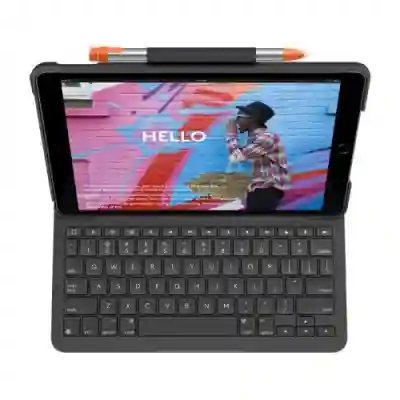 Husa/Stand Logitech SLIM FOLIO pentru Ipad 7gen de 10.2inch, Layout UK, Graphite