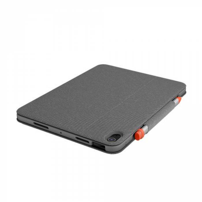 Husa/Stand Logitech Slim Folio Touch cu tastatura pentru tableta de 10.9inch, Layout UK, Oxford Gray