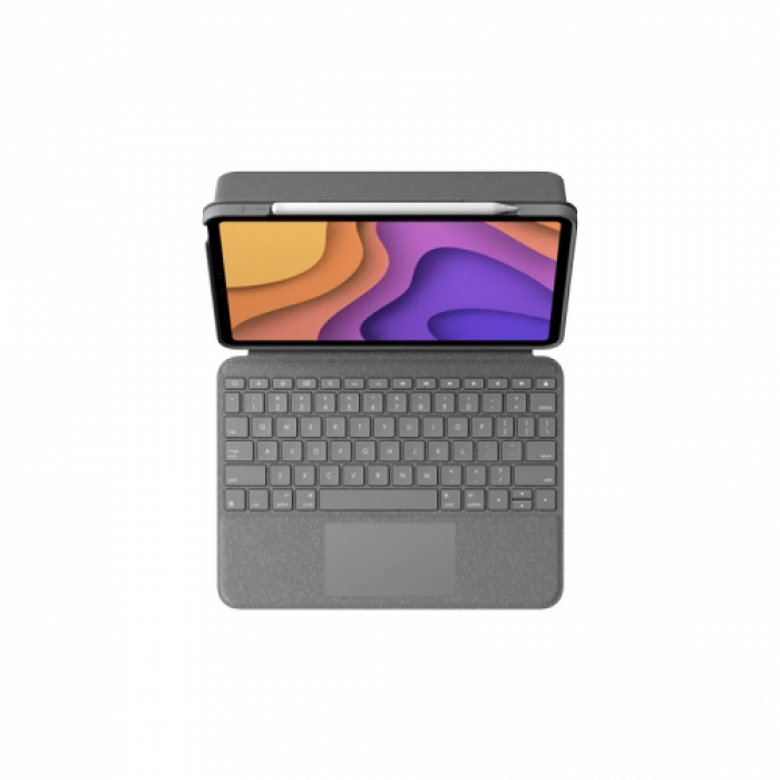 Husa/Stand Logitech Slim Folio Touch cu tastatura pentru tableta de 11inch, Layout UK, Gray