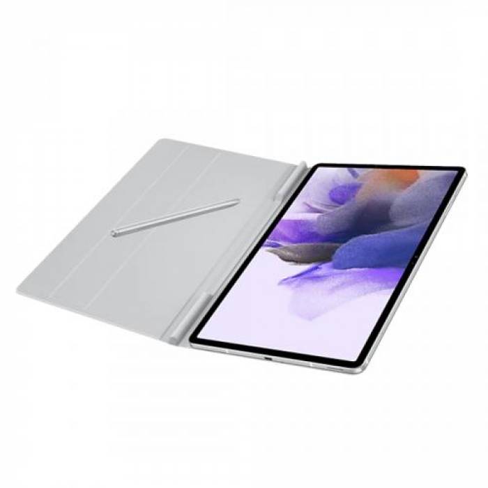 Husa/Stand Samsung Book Cover pentru Galaxy Tab S7 Plus/Galaxy Tab S7 FE de 12.4inch, Gray