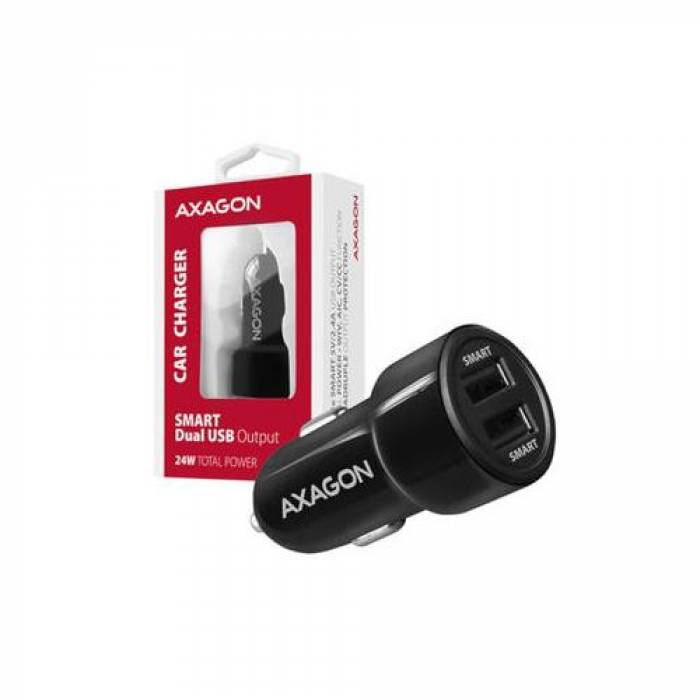 Incarcator auto Axagon PWC-5V5, 2x USB, 2.4A, Black