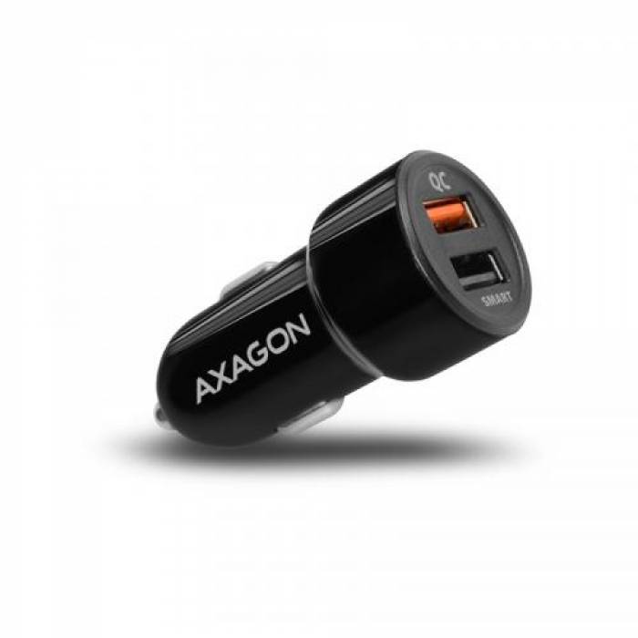 Incarcator auto Axagon PWC-QC5, 2x USB, 2.4A, Black