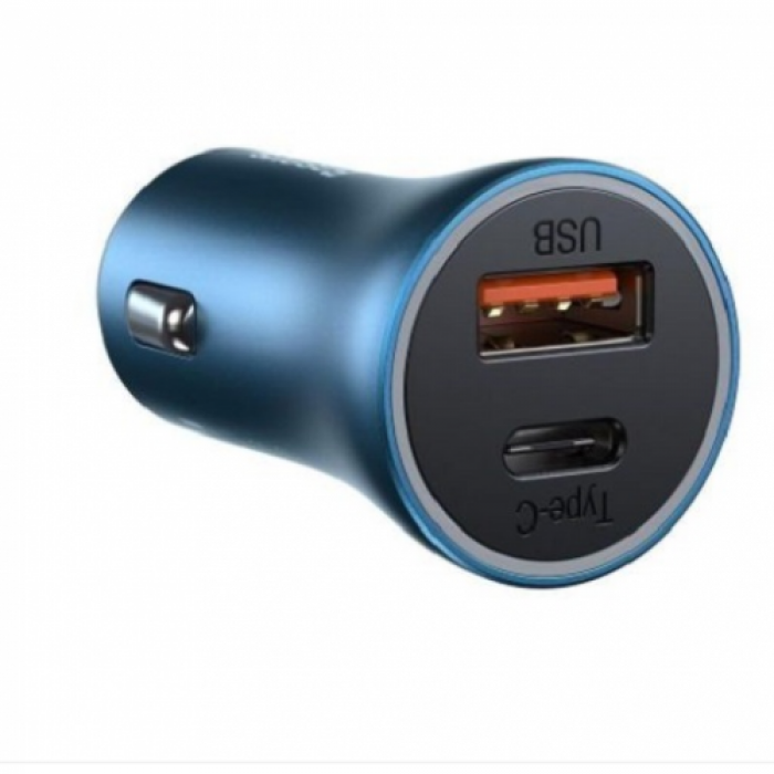 Incarcator auto Baseus CCJD-03, 1x USB, 1x USB-C, 3A, Blue