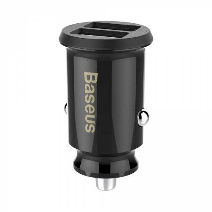 Incarcator auto Baseus Grain, 2x USB, 3.1A, Black