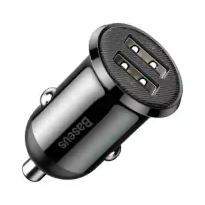 Incarcator auto Baseus Grain Pro, 2x USB, 2.4A, Black