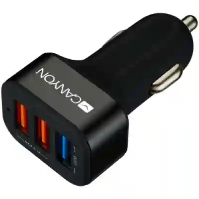 Incarcator Auto Canyon CNE-CCA07B Quick Charge 3.0, 3x USB, 2.4A, Black