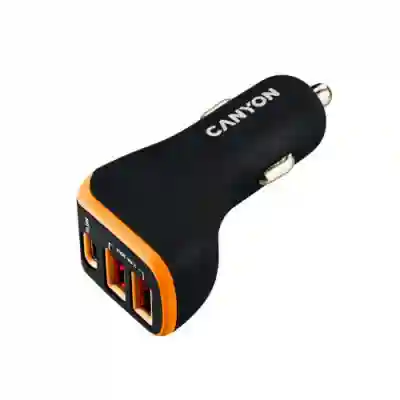 Incarcator auto Canyon С-08, 2x USB, 2.4A, Black-Orange