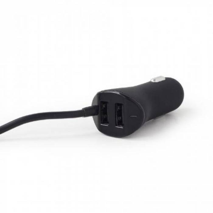 Incarcator auto Gembird EG-4U-CAR-01, 4x USB, 9.6 A, Black