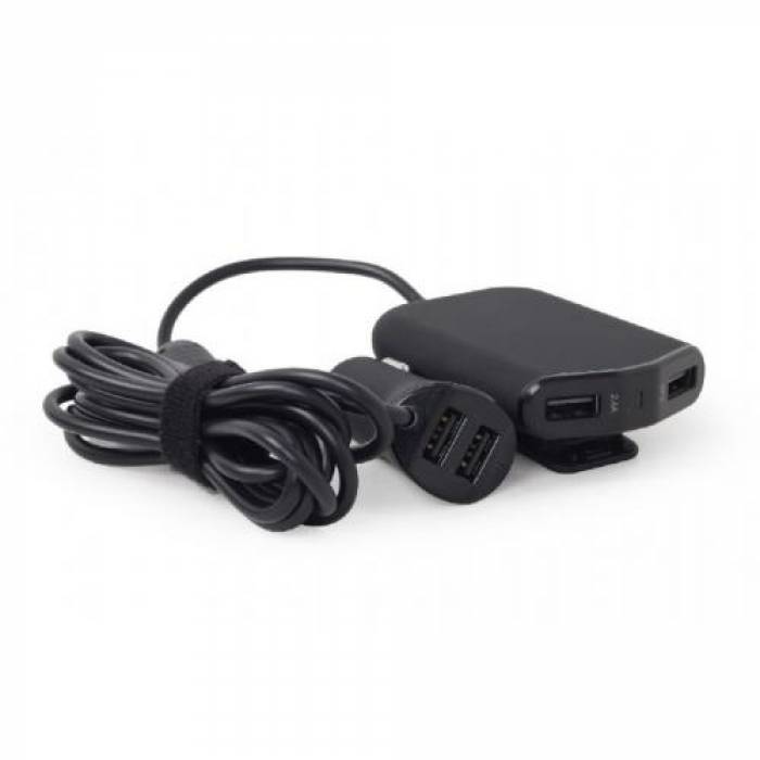 Incarcator auto Gembird EG-4U-CAR-01, 4x USB, 9.6 A, Black