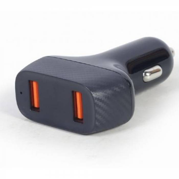 Incarcator auto Gembird TA-U2QC3-CAR-01, 2x USB-A, Black