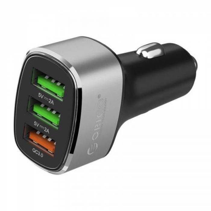 Incarcator auto Orico UPB-3U, 3x USB, 3A, Black-Silver