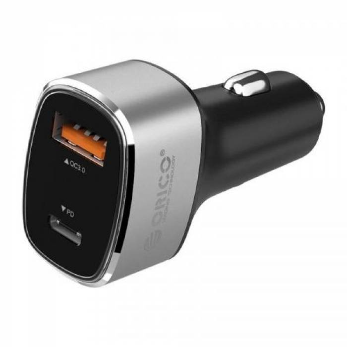 Incarcator auto Orico UPL-2U, 1x USB + USB-C, 3A, Black-Silver