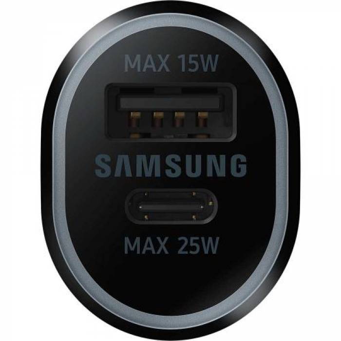 Incarcator auto Samsung Duo EP-L4020NBEGEU, 1x USB-C, 1x USB, Black