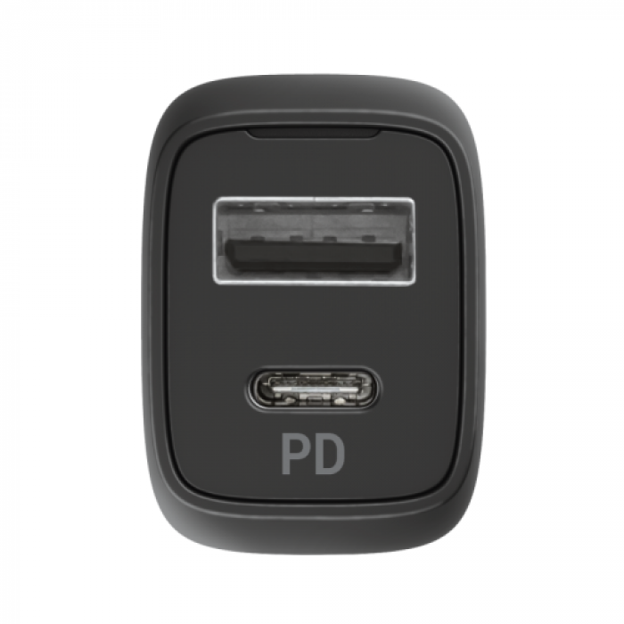 Incarcator auto Trust Qmax, 1x USB, 1x USB-C, 2.4A, Black