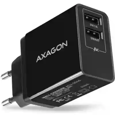 Incarcator retea Axagon ACU-DS16, 2x USB, 2.2 A, Black