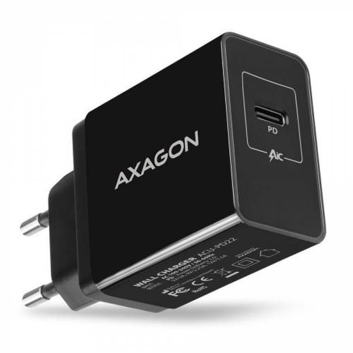 Incarcator retea Axagon ACU-PD22, 1x USB-C, 3A, Black