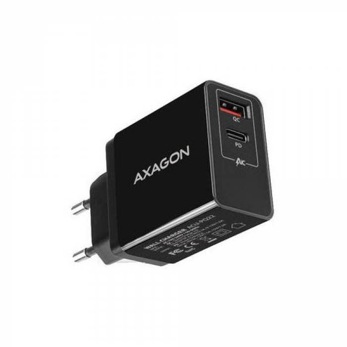 Incarcator retea Axagon ACU-PQ22, 1x USB 3.0 QC, 22W, Black