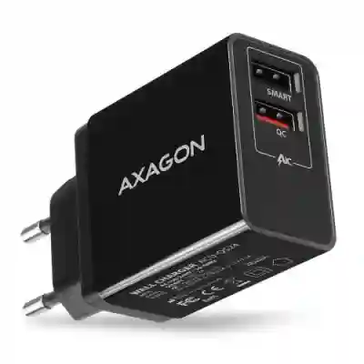 Incarcator retea Axagon ACU-QS24, 2x USB, 2A, Black