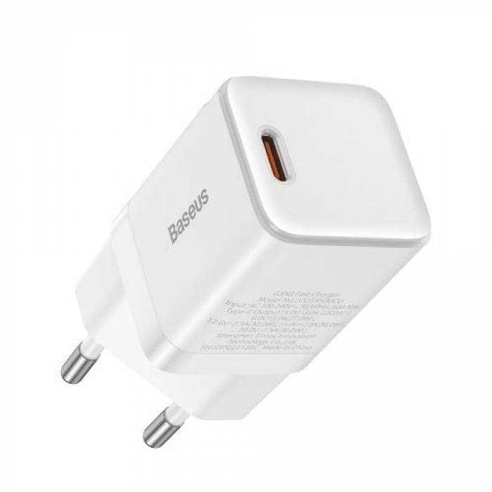 Incarcator retea Baseus CCGN010101, 1x USB-C, 3A, White