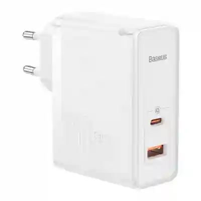 Incarcator retea Baseus CCGP090202, 1x USB-C, 1x USB, 2.5A, White