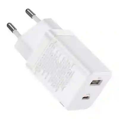 Incarcator retea Baseus CCSUPP-E01, 1x USB, 1x USB-C, 3A, White