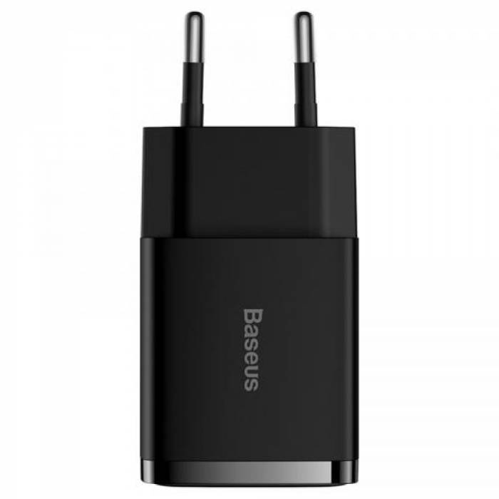 Incarcator retea Baseus Compact, 2x USB-A, 10.5W, Black