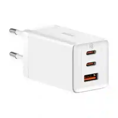 Incarcator retea Baseus GaN5 Pro, 2x USB-C, 1x USB-A, 65W, White