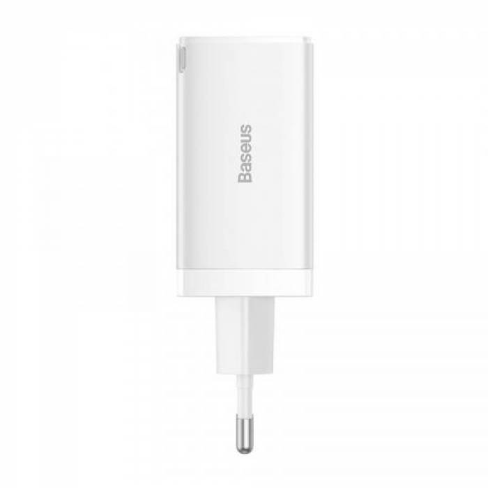 Incarcator retea Baseus GaN5 Pro, 2x USB-C, 1x USB-A, 65W, White