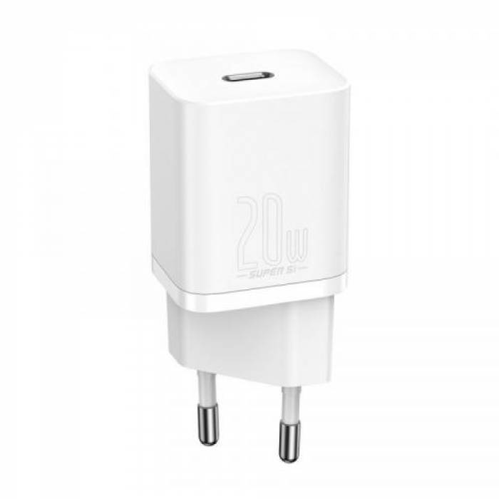 Incarcator retea Baseus Super Si TZCCSUP-B02, 1x USB-C, 3A, White