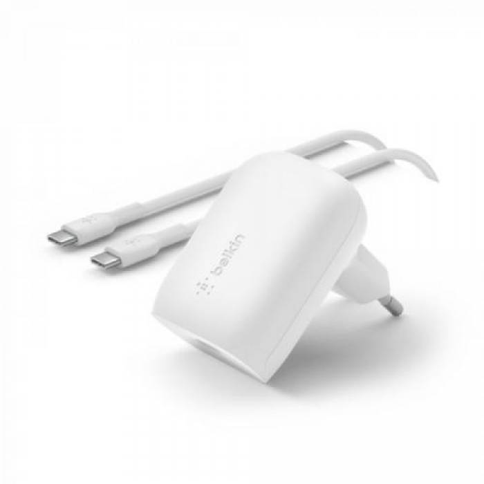 Incarcator retea Belkin BoostCharge WCA005VF1MWH-B6, 1x USB-C, 30W, White