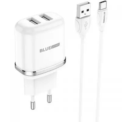 Incarcator retea Blue Power BCBA25A, 2x USB, 2.4A, White