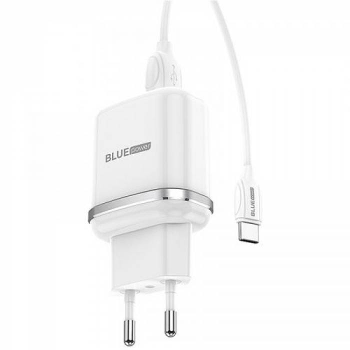 Incarcator retea Blue Power BCBA25A, 2x USB, 2.4A, White