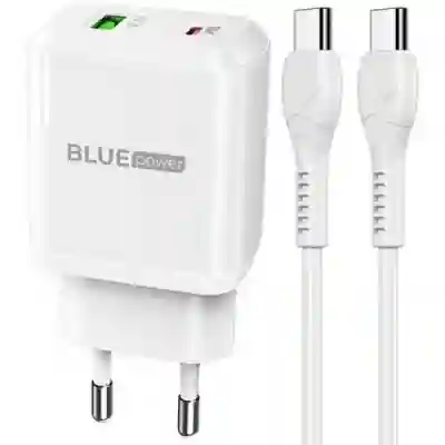 Incarcator retea Blue Power BCN5, 1x USB, 1x USB-C, 3A, White