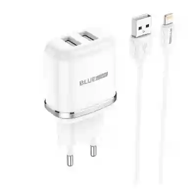 Incarcator retea Blue Power BLBA25A, 2x USB, 2.4A, White