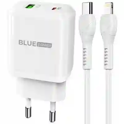 Incarcator retea Blue Power BLN5, 1x USB, 1x USB-C, 3A, White