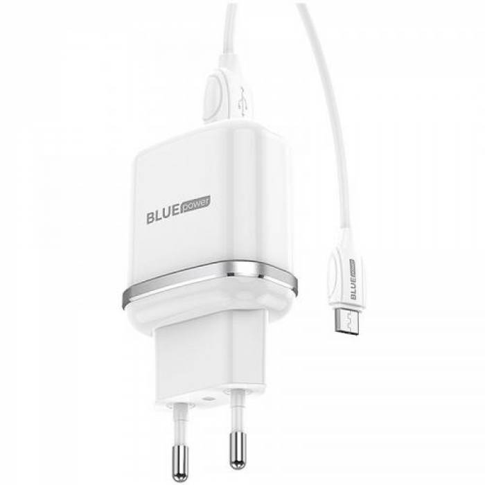 Incarcator retea Blue Power BMBA25A, 2x USB, 2.4A, White